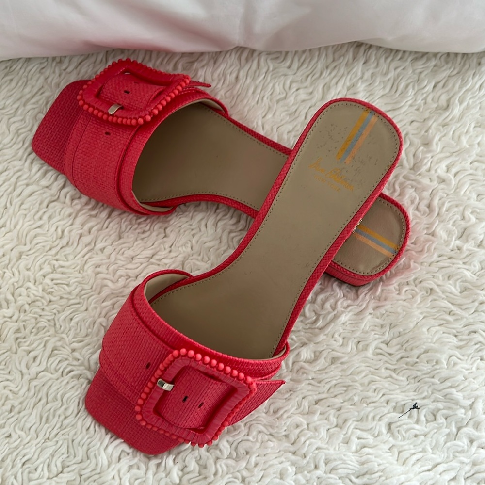 Sam Edelman Red Beaded Buckle Slide Sandals
